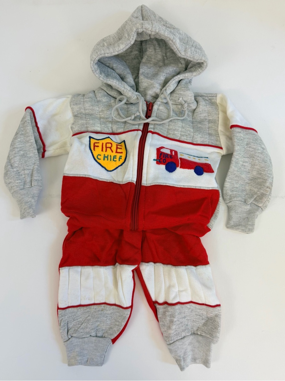 Vintage Hush Puppies Infant Fire Chief 2 Piece Zip Front Hoodie w/Matching Pants